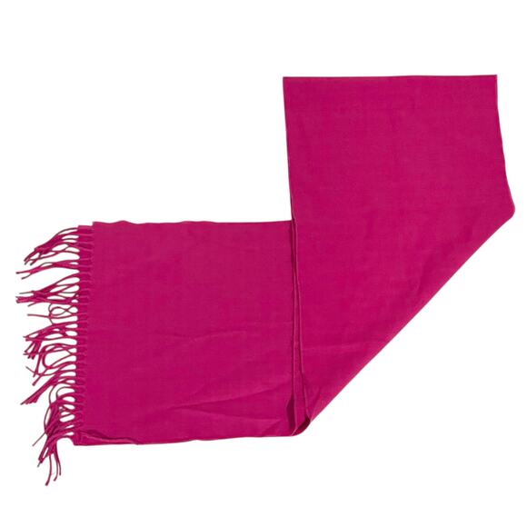 Scarf Bright Pink 100% Cashmere Made In Germany Hand Tailored Womens 12” W x 64” - Picture 2 of 5